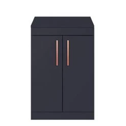 Arezzo Floor Standing Countertop Vanity Unit - Matt Blue - 600mm with Rose Gold Handles -Vanity Units Sales Store AZB6FSWRG d3 460