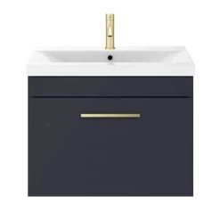 Arezzo 600 Matt Blue Wall Hung 1-Drawer Vanity Unit with Brushed Brass Handle 9 Arezzo 600 Matt Blue Wall Hung 1-Drawer Vanity Unit with Brushed Brass Handle -Vanity Units Sales Store AZB6WHVBB d1 460
