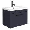Arezzo 600 Matt Blue Wall Hung 1-Drawer Vanity Unit with Matt Black Handle