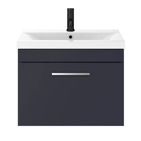 Arezzo 600 Matt Blue Wall Hung 1-Drawer Vanity Unit with Chrome Handle 5 Arezzo 600 Matt Blue Wall Hung 1-Drawer Vanity Unit with Chrome Handle - Image 5