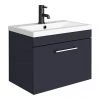 Arezzo 600 Matt Blue Wall Hung 1-Drawer Vanity Unit with Chrome Handle