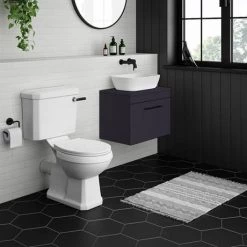 Arezzo Wall Hung Countertop Vanity Unit - Matt Blue - 600mm with Industrial Style Black Handle 5 Arezzo Wall Hung Countertop Vanity Unit - Matt Blue - 600mm with Industrial Style Black Handle -Vanity Units Sales Store AZB6WHWBKIS d2 460