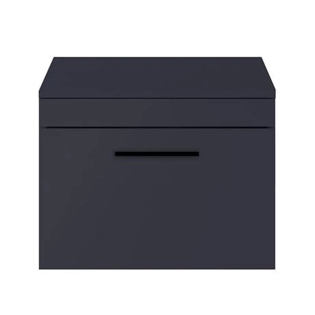 Arezzo Wall Hung Countertop Vanity Unit - Matt Blue - 600mm with Matt Black Handle 3 Arezzo Wall Hung Countertop Vanity Unit - Matt Blue - 600mm with Matt Black Handle - Image 3