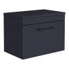 Arezzo Wall Hung Countertop Vanity Unit - Matt Blue - 600mm with Matt Black Handle
