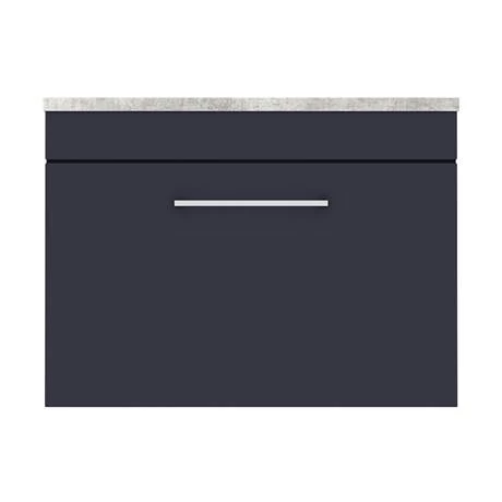 Arezzo Wall Hung Countertop Vanity Unit - Matt Blue - 600mm with Grey Worktop & Chrome Handle 5 Arezzo Wall Hung Countertop Vanity Unit - Matt Blue - 600mm with Grey Worktop & Chrome Handle - Image 5