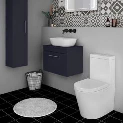 Arezzo Wall Hung Countertop Vanity Unit - Matt Blue - 600mm with Chrome Handle 7 Arezzo Wall Hung Countertop Vanity Unit - Matt Blue - 600mm with Chrome Handle -Vanity Units Sales Store AZB6WHWCH d3 460