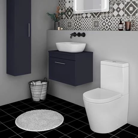 Arezzo Wall Hung Countertop Vanity Unit - Matt Blue - 600mm with Chrome Handle 4 Arezzo Wall Hung Countertop Vanity Unit - Matt Blue - 600mm with Chrome Handle - Image 4