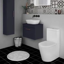 Arezzo Wall Hung Countertop Vanity Unit - Matt Blue - 600mm with Rose Gold Handle -Vanity Units Sales Store AZB6WHWRG d3 460