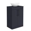 Arezzo Countertop Basin Unit - Blue with Black Handles - 600mm inc. Basin