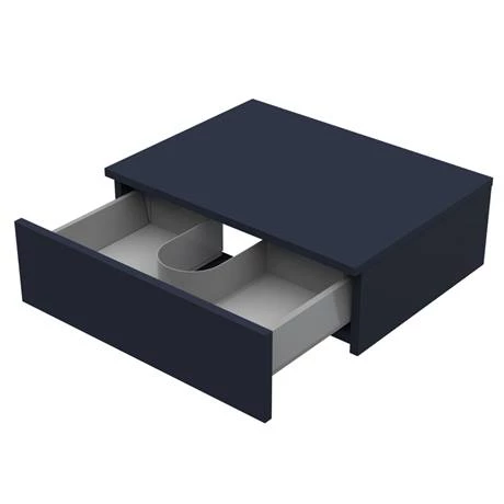 Arezzo Wall Hung Countertop Basin Shelf with Drawer - Matt Blue - 600 x 450mm 2 Arezzo Wall Hung Countertop Basin Shelf with Drawer - Matt Blue - 600 x 450mm - Image 2