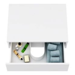 Arezzo Floating Basin Shelf with Drawer - Matt White - 600mm inc. Curved Rectangular Basin -Vanity Units Sales Store AZCTWHT6B1 n d2 460