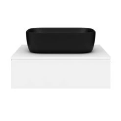 Arezzo Floating Basin Shelf with Drawer - Matt White - 600mm inc. Black Curved Rectangular Basin 11 Arezzo Floating Basin Shelf with Drawer - Matt White - 600mm inc. Black Curved Rectangular Basin -Vanity Units Sales Store AZCTWHT6B2 d7 460