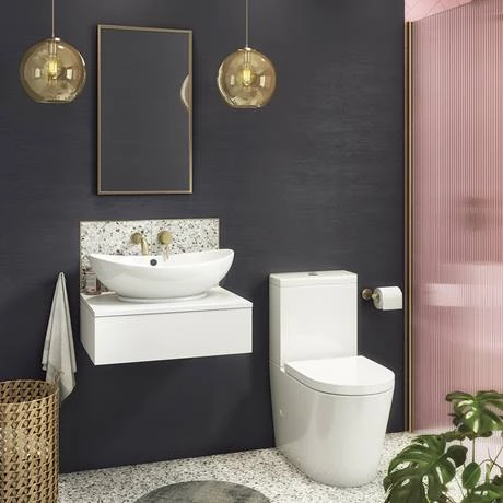 Arezzo Floating Basin Shelf with Drawer - Matt White - 600mm inc. Oval Basin 6 Arezzo Floating Basin Shelf with Drawer - Matt White - 600mm inc. Oval Basin - Image 6