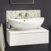 Arezzo Floating Basin Shelf with Drawer - Matt White - 600mm inc. Oval Basin