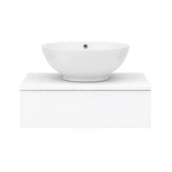 Arezzo Floating Basin Shelf with Drawer - Matt White - 600mm inc. Round Basin -Vanity Units Sales Store AZCTWHT6B4 d4 460