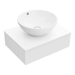 Arezzo Floating Basin Shelf with Drawer - Matt White - 600mm inc. Round Basin