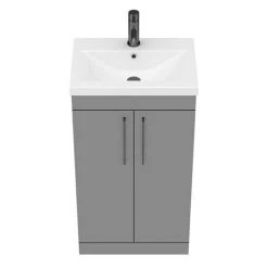 Arezzo 500 Matt Grey Floor Standing Vanity Unit with Matt Black Handles -Vanity Units Sales Store AZG5FSVBK D5 460