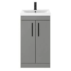 Arezzo 500 Matt Grey Floor Standing Vanity Unit with Matt Black Handles -Vanity Units Sales Store AZG5FSVBK detail1 460