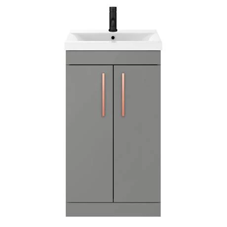 Arezzo 500 Matt Grey Floor Standing Vanity Unit with Rose Gold Handles 3 Arezzo 500 Matt Grey Floor Standing Vanity Unit with Rose Gold Handles - Image 3