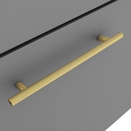 Arezzo Wall Hung Vanity Unit - Matt Grey - 500mm with Industrial Style Brushed Brass Handle 3 Arezzo Wall Hung Vanity Unit - Matt Grey - 500mm with Industrial Style Brushed Brass Handle - Image 3