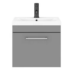 Arezzo 500 Matt Grey Wall Hung 1-Drawer Vanity Unit with Chrome Handle 11 Arezzo 500 Matt Grey Wall Hung 1-Drawer Vanity Unit with Chrome Handle -Vanity Units Sales Store AZG5WHVCH d5 460