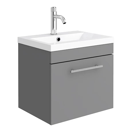 Arezzo Industrial Style 500 Matt Grey Wall Hung Vanity Unit with Chrome Handle 1 Arezzo Industrial Style 500 Matt Grey Wall Hung Vanity Unit with Chrome Handle