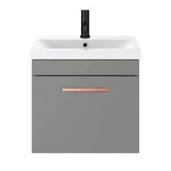 Arezzo 500 Matt Grey Wall Hung 1-Drawer Vanity Unit with Rose Gold Handle 8 Arezzo 500 Matt Grey Wall Hung 1-Drawer Vanity Unit with Rose Gold Handle -Vanity Units Sales Store AZG5WHVRG d3 460