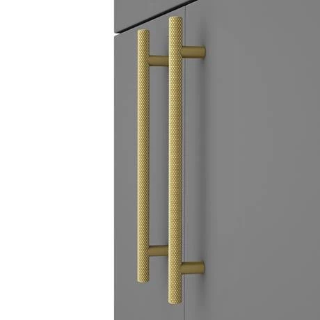 Arezzo Floor Standing Vanity Unit - Matt Grey - 600mm with Industrial Style Brushed Brass Handles 3 Arezzo Floor Standing Vanity Unit - Matt Grey - 600mm with Industrial Style Brushed Brass Handles - Image 3