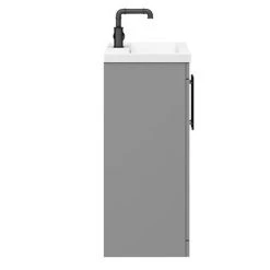 Arezzo Floor Standing Vanity Unit - Matt Grey - 600mm with Industrial Style Black Handles -Vanity Units Sales Store AZG6FSVBKIS d5 460