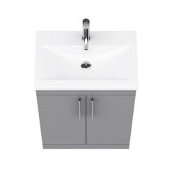 Arezzo Floor Standing Vanity Unit - Matt Grey - 600mm with Industrial Style Chrome Handles -Vanity Units Sales Store AZG6FSVCHIS d5 460