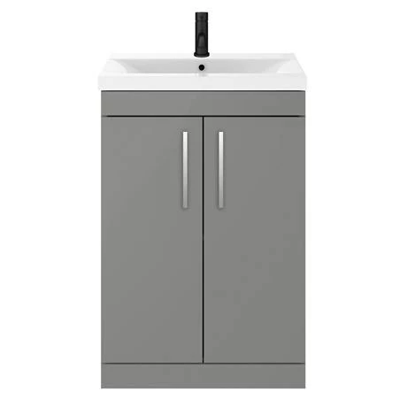 Arezzo 600 Matt Grey Floor Standing Vanity Unit with Chrome Handles 4 Arezzo 600 Matt Grey Floor Standing Vanity Unit with Chrome Handles - Image 4
