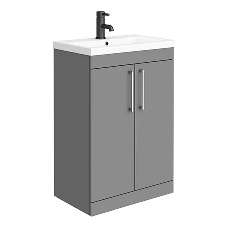 Arezzo 600 Matt Grey Floor Standing Vanity Unit with Chrome Handles 1 Arezzo 600 Matt Grey Floor Standing Vanity Unit with Chrome Handles