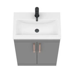 Arezzo 600 Matt Grey Floor Standing Vanity Unit with Rose Gold Handles -Vanity Units Sales Store AZG6FSVRG d6 460