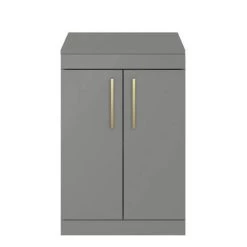 Arezzo Floor Standing Countertop Vanity Unit - Matt Grey - 600mm with Brushed Brass Handles 7 Arezzo Floor Standing Countertop Vanity Unit - Matt Grey - 600mm with Brushed Brass Handles -Vanity Units Sales Store AZG6FSWBB d2 460
