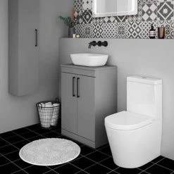 Arezzo Floor Standing Countertop Vanity Unit - Matt Grey - 600mm with Matt Black Handles 9 Arezzo Floor Standing Countertop Vanity Unit - Matt Grey - 600mm with Matt Black Handles -Vanity Units Sales Store AZG6FSWBK D4 460