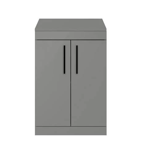 Arezzo Floor Standing Countertop Vanity Unit - Matt Grey - 600mm with Matt Black Handles 3 Arezzo Floor Standing Countertop Vanity Unit - Matt Grey - 600mm with Matt Black Handles - Image 3
