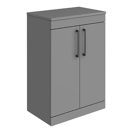 Arezzo Floor Standing Countertop Vanity Unit - Matt Grey - 600mm with Matt Black Handles 1 Arezzo Floor Standing Countertop Vanity Unit - Matt Grey - 600mm with Matt Black Handles
