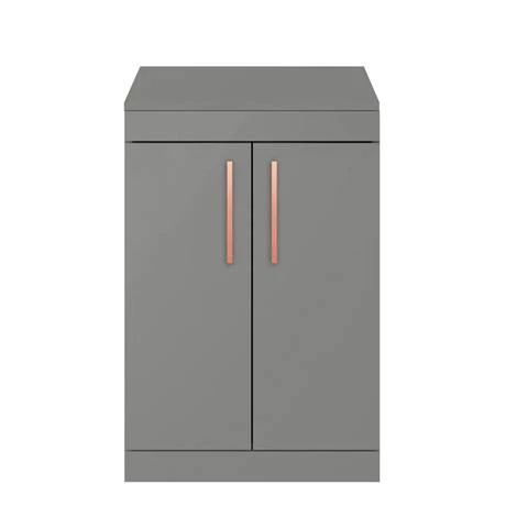 Arezzo Floor Standing Countertop Vanity Unit - Matt Grey - 600mm with Rose Gold Handles 2 Arezzo Floor Standing Countertop Vanity Unit - Matt Grey - 600mm with Rose Gold Handles - Image 2
