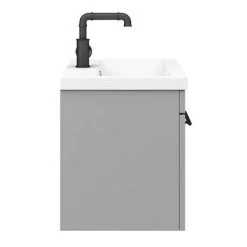 Arezzo Wall Hung Vanity Unit - Matt Grey - 600mm with Industrial Style Black Handle -Vanity Units Sales Store AZG6WHVBKIS d5 460