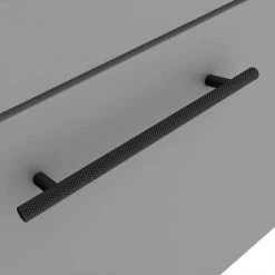 Arezzo Wall Hung Vanity Unit - Matt Grey - 600mm with Industrial Style Black Handle -Vanity Units Sales Store AZG6WHVBKIS d2 460