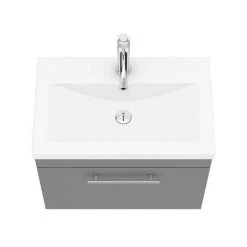 Arezzo Wall Hung Vanity Unit - Matt Grey - 600mm with Industrial Style Chrome Handle -Vanity Units Sales Store AZG6WHVCHIS d5 460