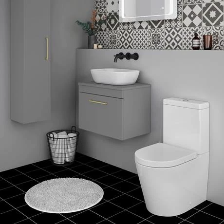 Arezzo Wall Hung Countertop Vanity Unit - Matt Grey - 600mm with Brushed Brass Handle 4 Arezzo Wall Hung Countertop Vanity Unit - Matt Grey - 600mm with Brushed Brass Handle - Image 4