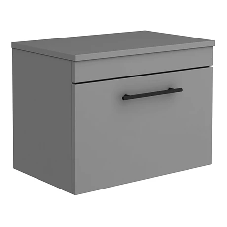 Arezzo Wall Hung Countertop Vanity Unit - Matt Grey - 600mm with Industrial Style Black Handle 1 Arezzo Wall Hung Countertop Vanity Unit - Matt Grey - 600mm with Industrial Style Black Handle