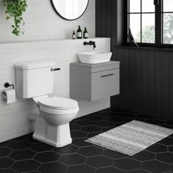 Arezzo Wall Hung Countertop Vanity Unit - Matt Grey - 600mm with Industrial Style Black Handle 5 Arezzo Wall Hung Countertop Vanity Unit - Matt Grey - 600mm with Industrial Style Black Handle -Vanity Units Sales Store AZG6WHWBKIS d3 460