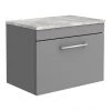 Arezzo Wall Hung Countertop Vanity Unit - Matt Grey - 600mm with Bellato Grey Worktop & Chrome Handle