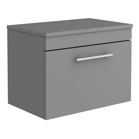 Arezzo Wall Hung Countertop Vanity Unit - Matt Grey - 600mm with Industrial Style Chrome Handle 1 Arezzo Wall Hung Countertop Vanity Unit - Matt Grey - 600mm with Industrial Style Chrome Handle