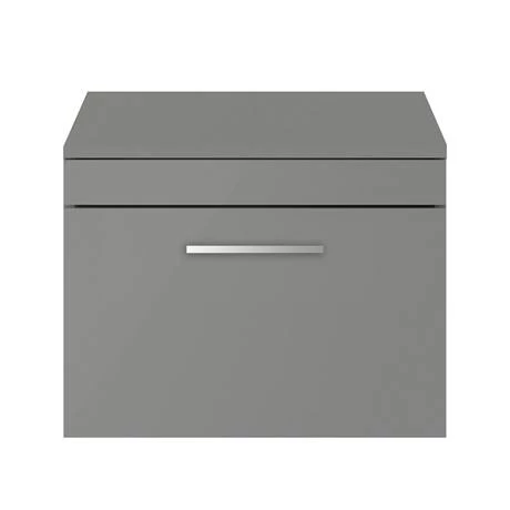 Arezzo Wall Hung Countertop Vanity Unit - Matt Grey - 600mm with Chrome Handle 3 Arezzo Wall Hung Countertop Vanity Unit - Matt Grey - 600mm with Chrome Handle - Image 3
