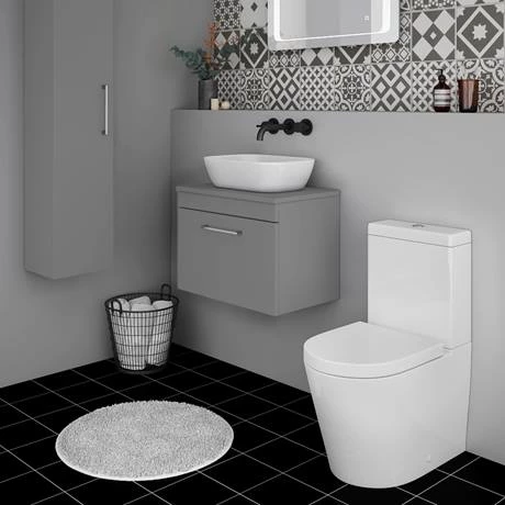 Arezzo Wall Hung Countertop Vanity Unit - Matt Grey - 600mm with Chrome Handle 4 Arezzo Wall Hung Countertop Vanity Unit - Matt Grey - 600mm with Chrome Handle - Image 4