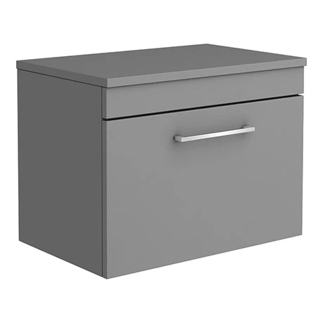 Arezzo Wall Hung Countertop Vanity Unit - Matt Grey - 600mm with Chrome Handle 1 Arezzo Wall Hung Countertop Vanity Unit - Matt Grey - 600mm with Chrome Handle