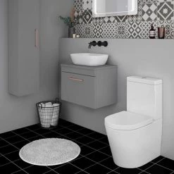 Arezzo Wall Hung Countertop Vanity Unit - Matt Grey - 600mm with Rose Gold Handle -Vanity Units Sales Store AZG6WHWRG d3 460